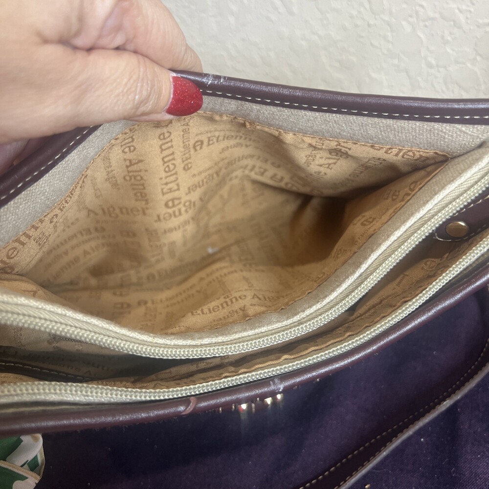 Etienne Aigner Vintage Classic Minimalist Brown And Beige Handbag Purse - Picture 12 of 15
